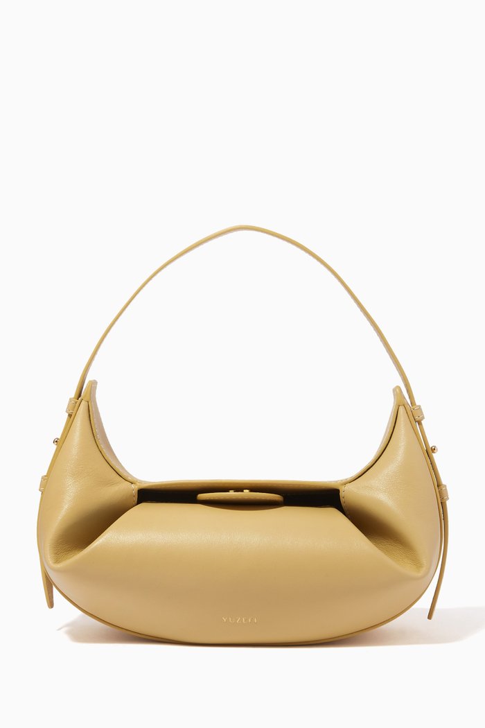 

Mini Fortune Cookie Bag in Leather, Yellow