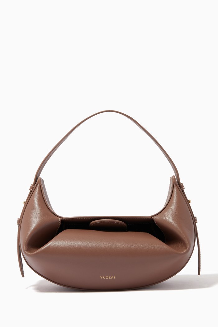 

Mini Fortune Cookie Bag in Leather, Neutral