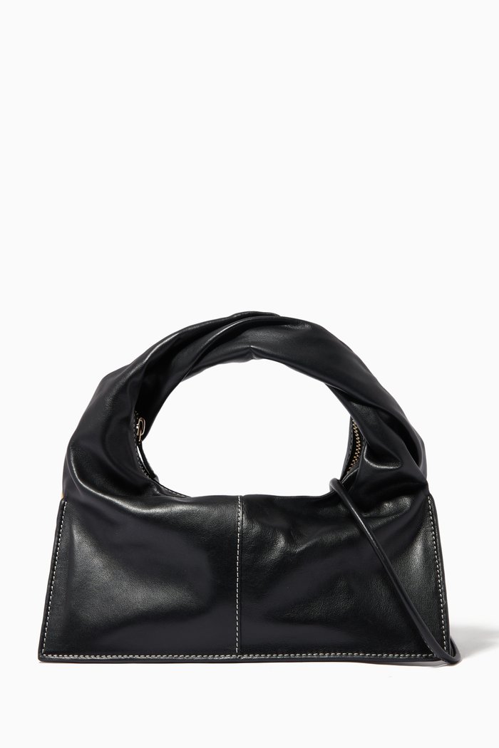 Wonton Bag in Leather, Black