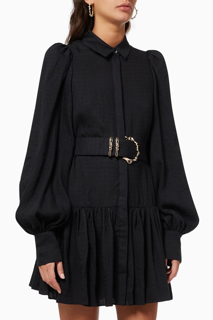 

Sherwood Linen-blend Mini Dress, Black