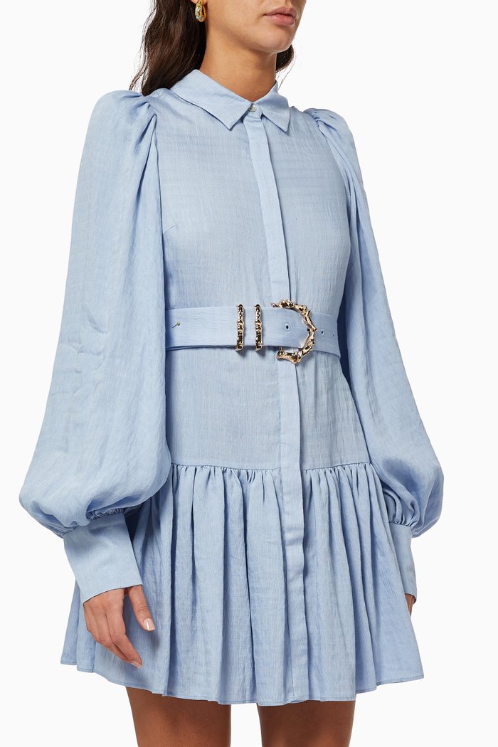 

Sherwood Linen-blend Mini Dress, Blue