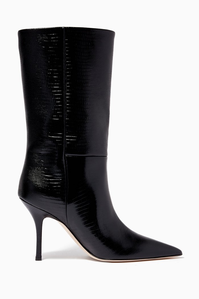 

Mama 95 Boots in Crocodile Embossed Leather, Black
