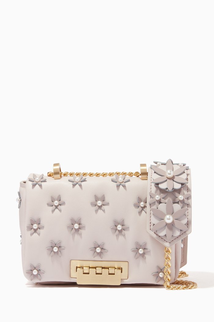 

Soft Earthette Mini Shoulder Bag in Leather, White