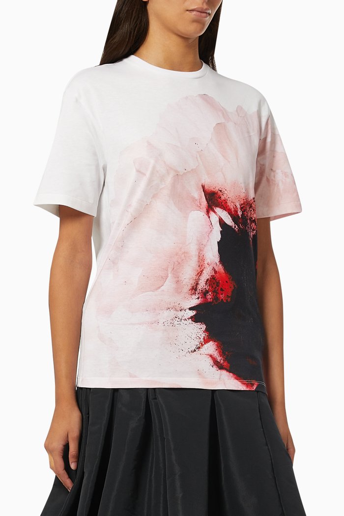 

Anemone Print Oversize T-shirt in Cotton Jersey, Metallic