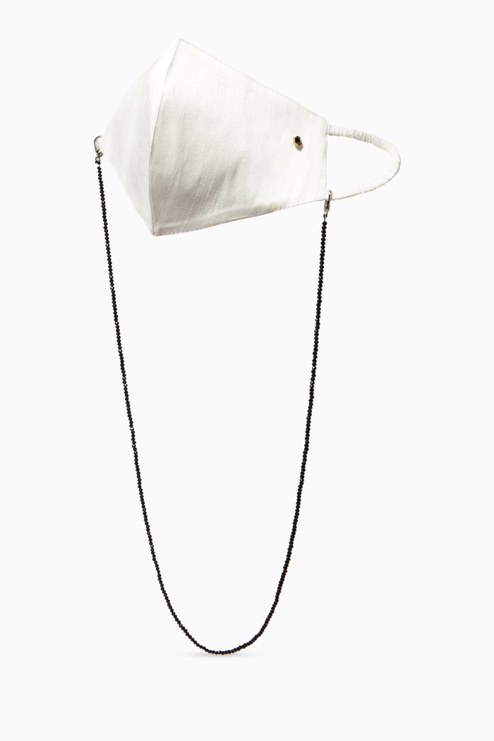 

Contrasting Crystals Chain Face Mask, White
