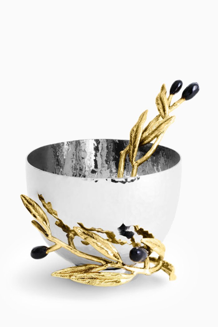 

Olive Branch Nut Dish with Spoon, Silver