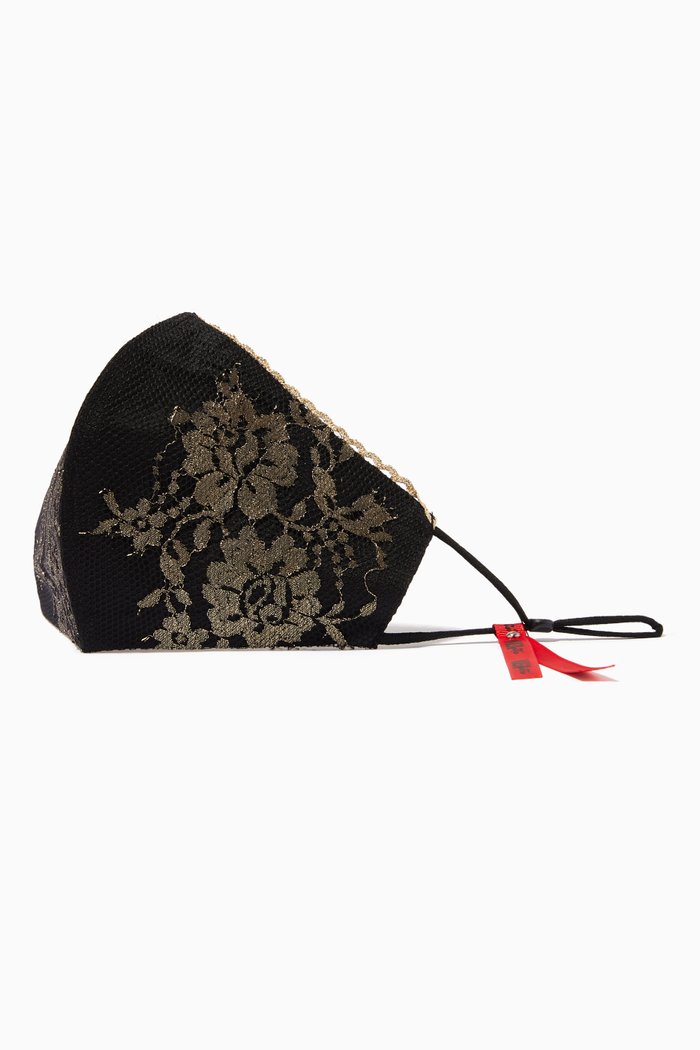 

Floral Lace Face Mask, Black