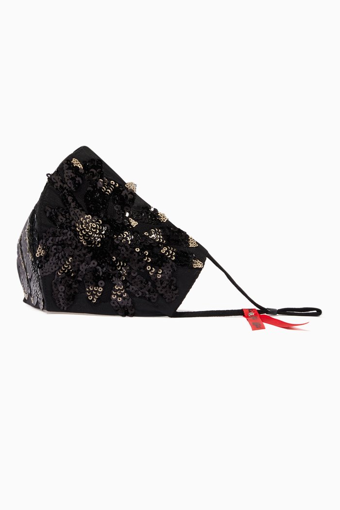 

Sequin Embroidered Face Mask, Black