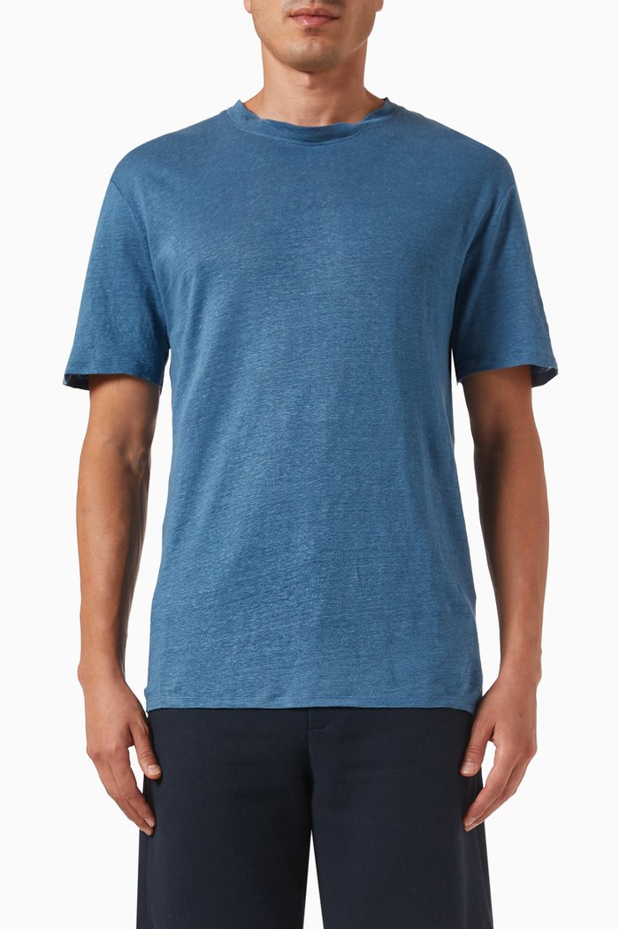 

Crewneck T-shirt in Linen, Blue