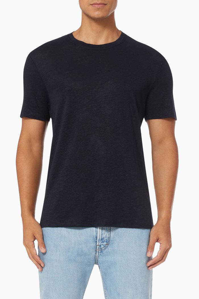 

Crewneck T-shirt in Linen, Blue