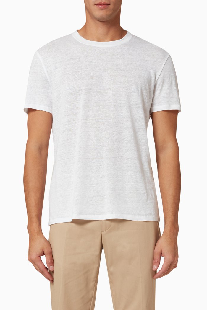 

Crewneck T-shirt in Linen, White