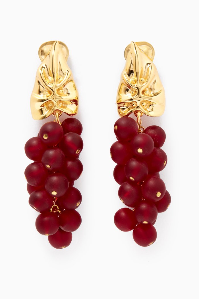 

Sofia Earrings in 24kt Gold-Plated Bronze, Burgundy