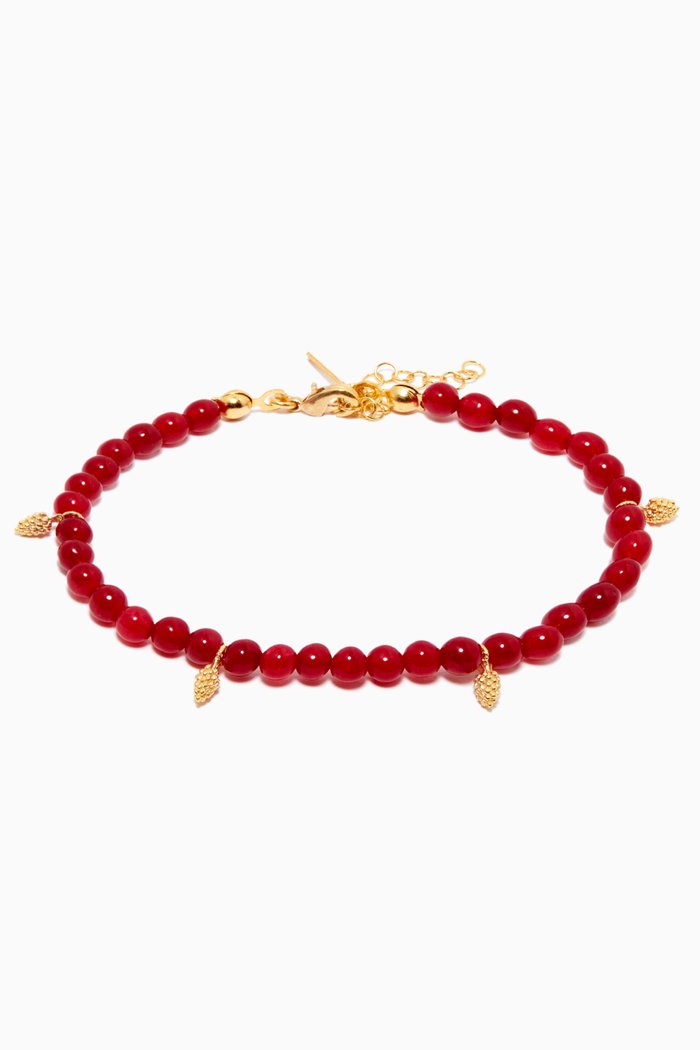 

Mini Grappa Bracelet in 24kt Gold-Plated Bronze, Red