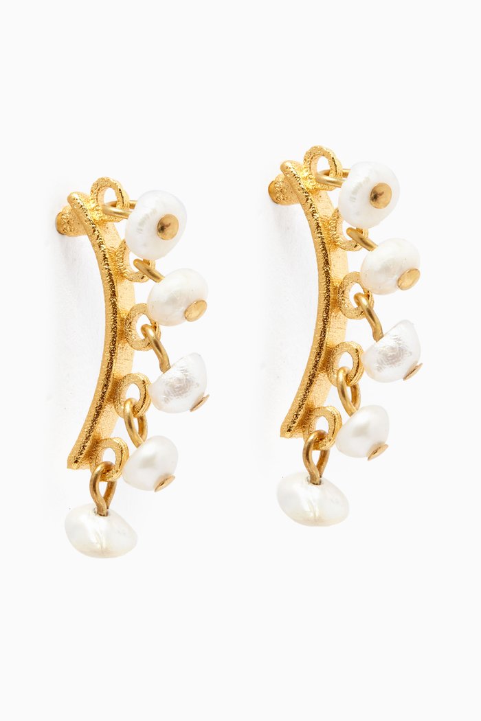 

Marguerita Stud Earrings in 24kt Gold-Plated Bronze, Neutral