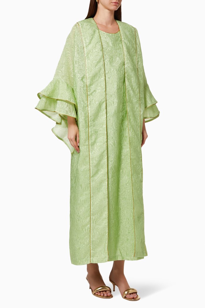 

Isabella Frill Kaftan Set, Green