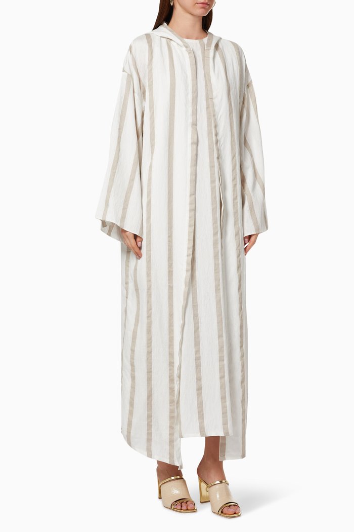 

Marrakesh Stripe Hooded Kaftan Set, White
