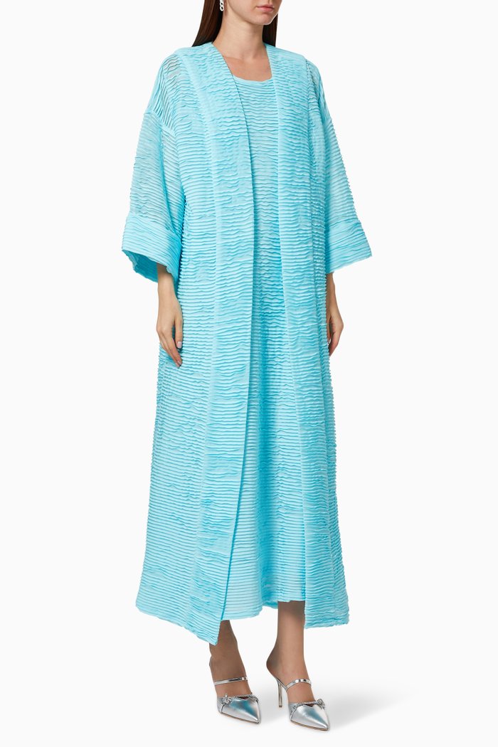 

Isabella Plisse Kaftan Set, Blue