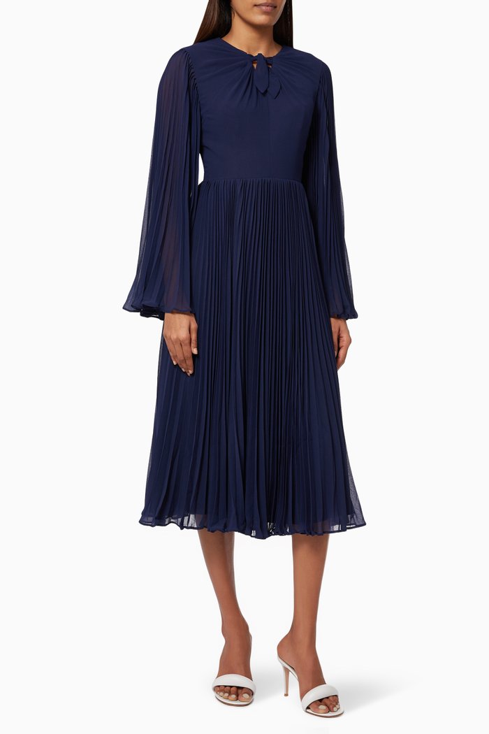 

The Aricia Dress in Pleated Georgette, Blue
