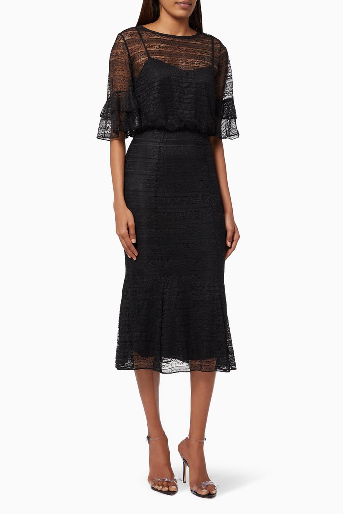 

The Flores Dress in Lace, Black