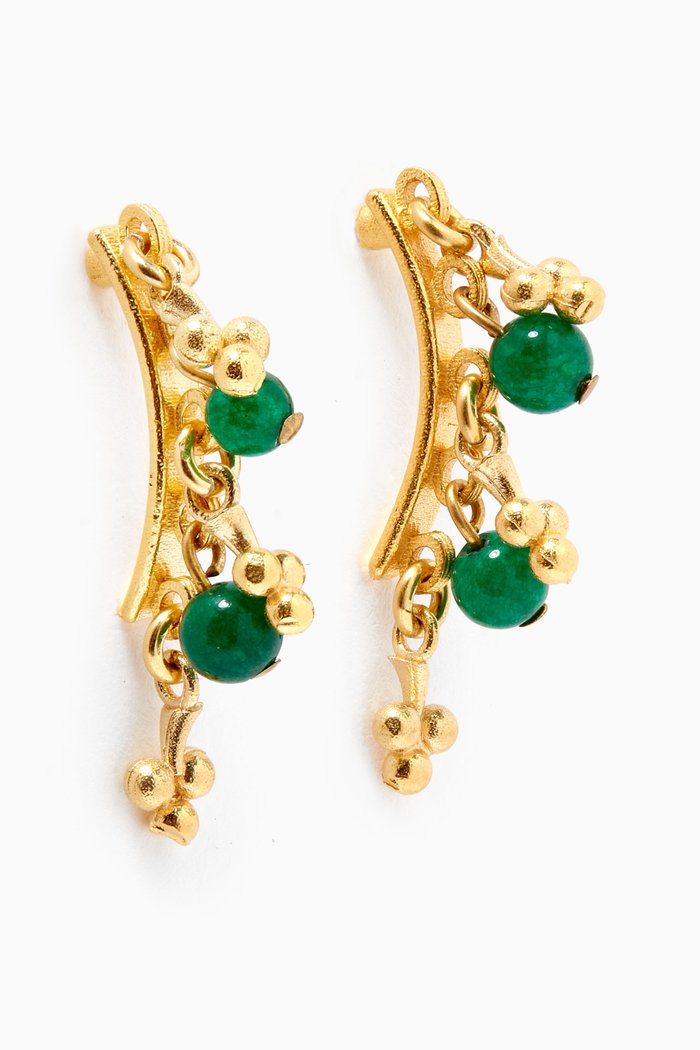 

Esmeralda Hoop Earrings in 24kt Gold-Plated Bronze, Green
