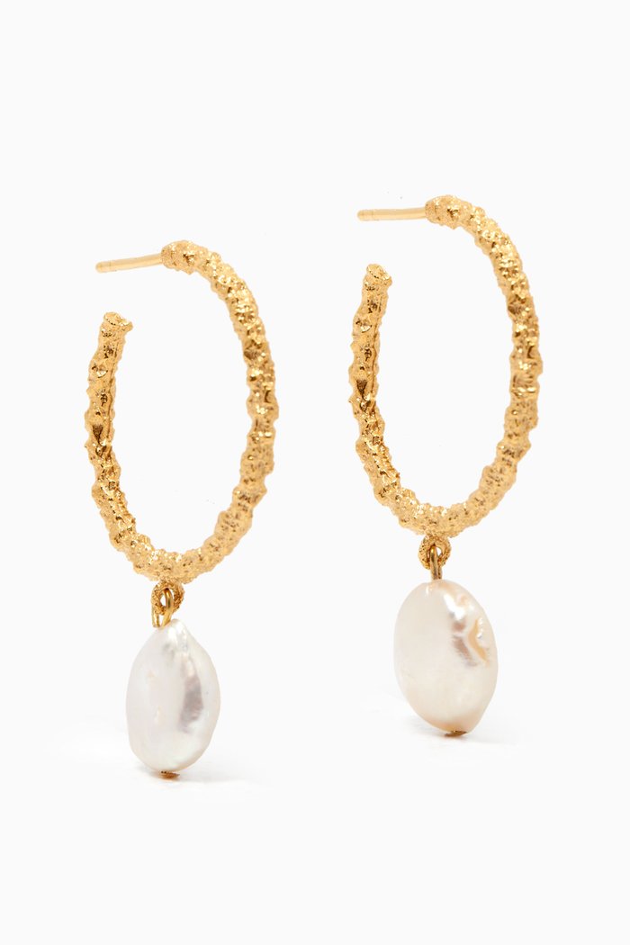 

Bianca Hoop Drop Earrings in 24kt Gold-Plated Bronze, Neutral