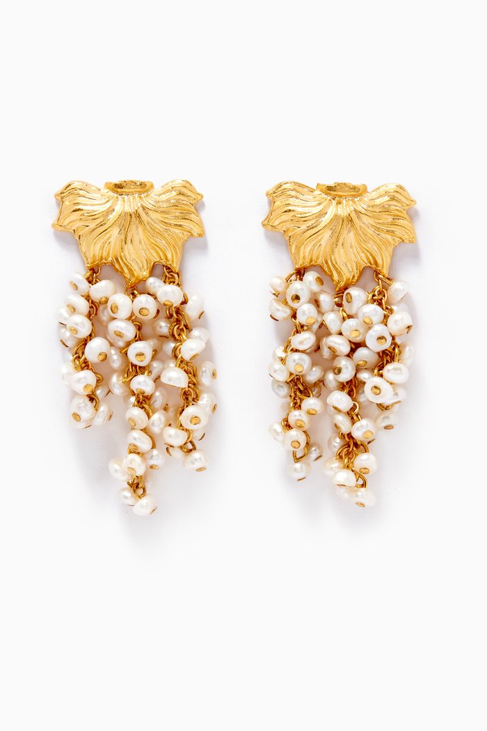 

Frida Earrings in 24kt Gold-Plated Bronze, White