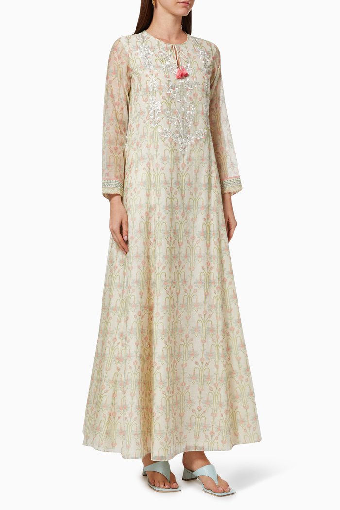 

Hand Block Embroidered Kaftan, Multicolour