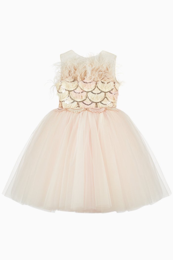

Peach Daisy Tulle Dress, Pink