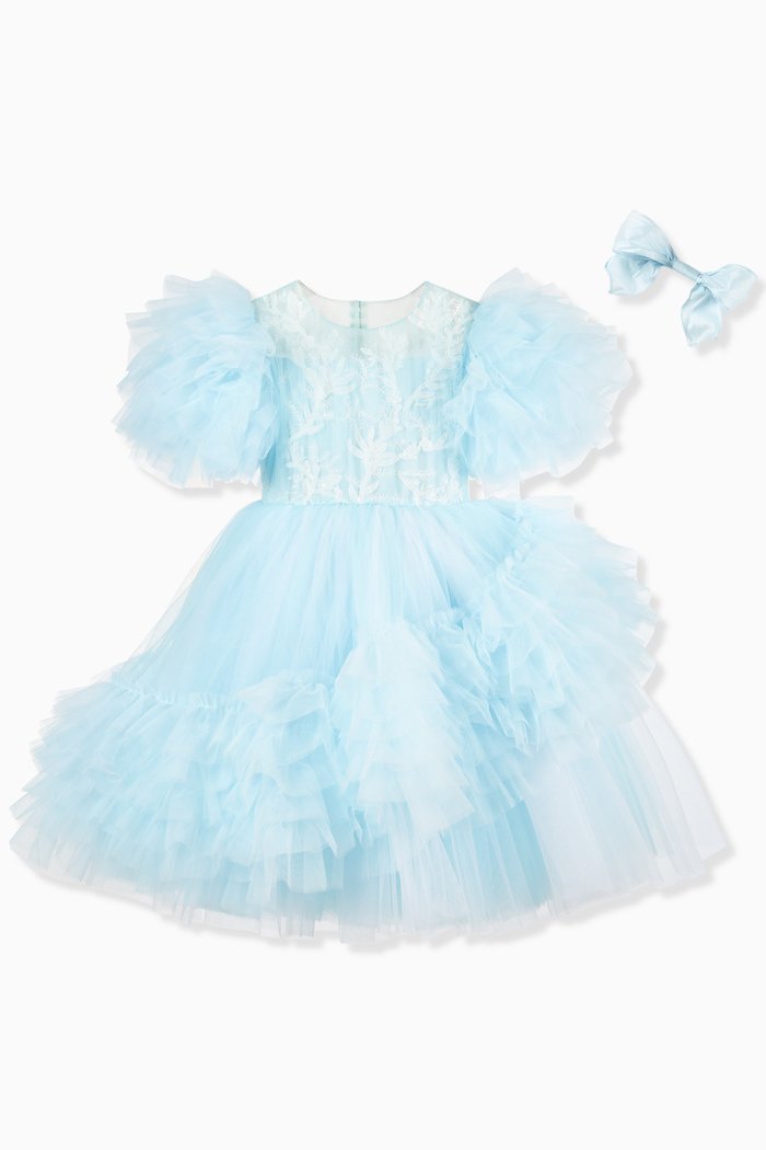 

Dahlia Dress with Bow in Tulle, Blue