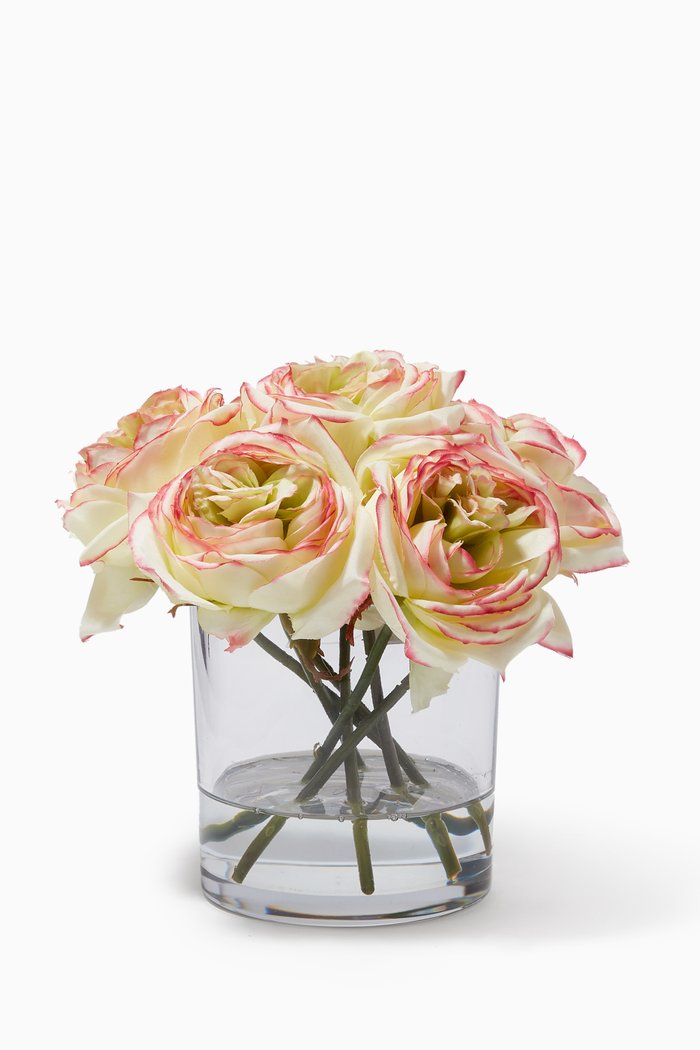 

Medium Artificial Rose Floral Arrangement with Glass Vase, Neutral