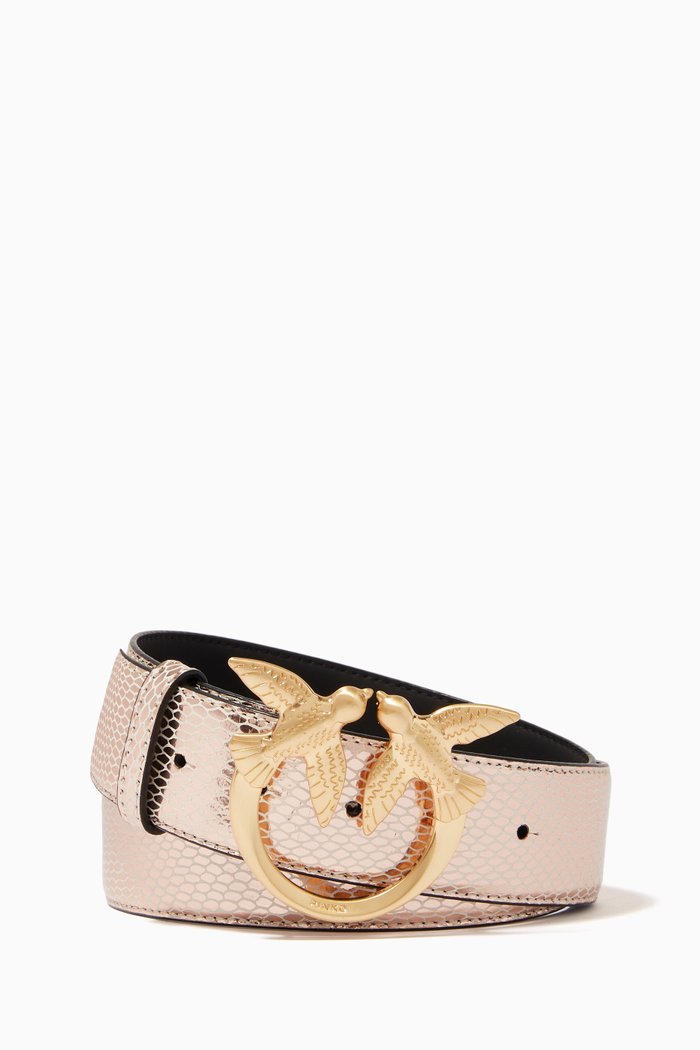

Love Berry Laminated Belt in Leather, Pink