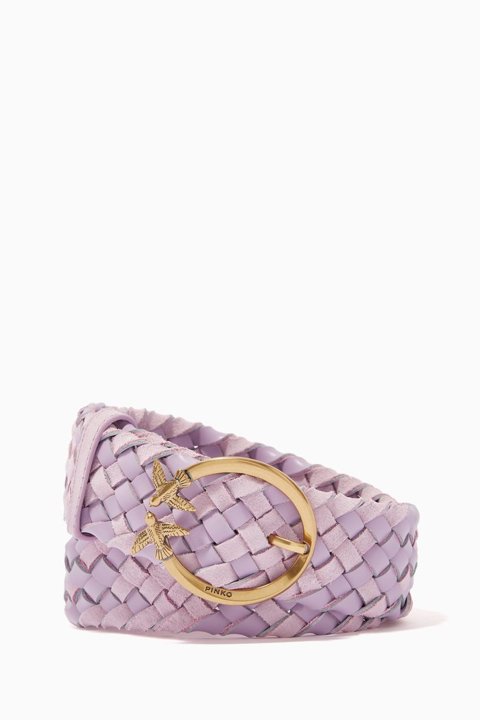 

Love Berry Woven Belt in Suede, Purple