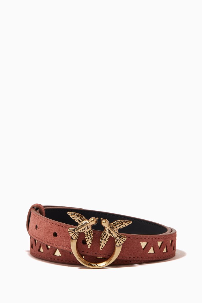 

Love Berry Small Engraved Belt in Leather, Brown