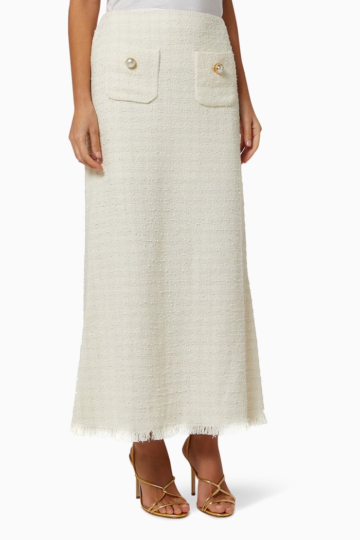 

Maturando Tweed Skirt in Cotton, White