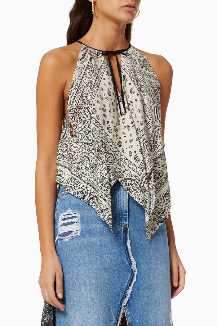 Contromano Bandana-print Blouse, Neutral