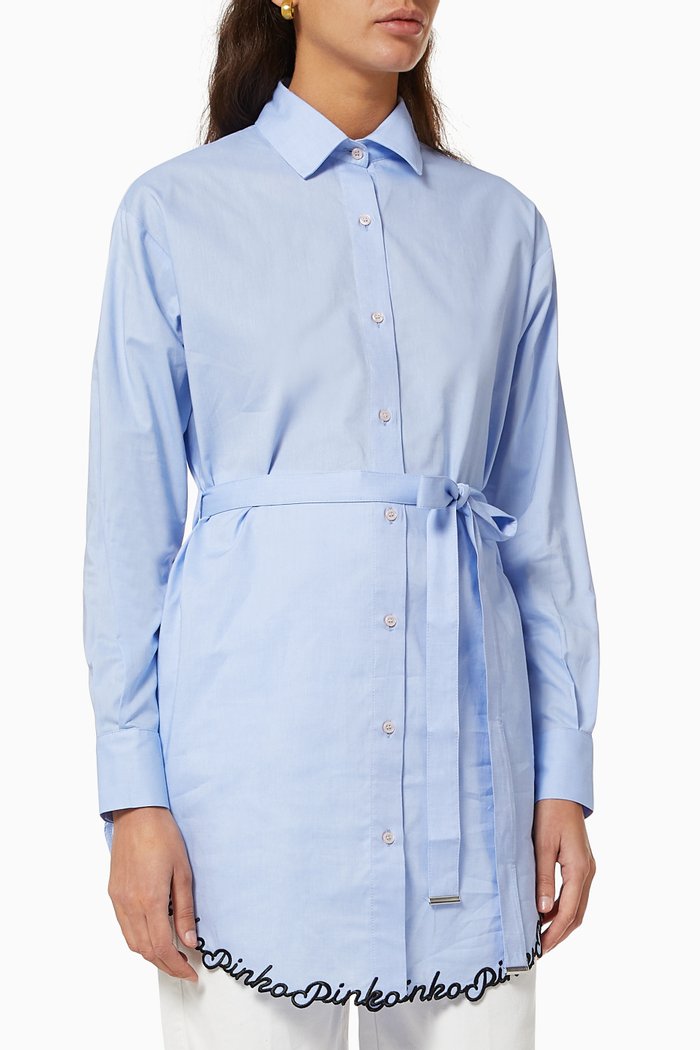 

Scienze Long Logo Shirt in Cotton, Blue