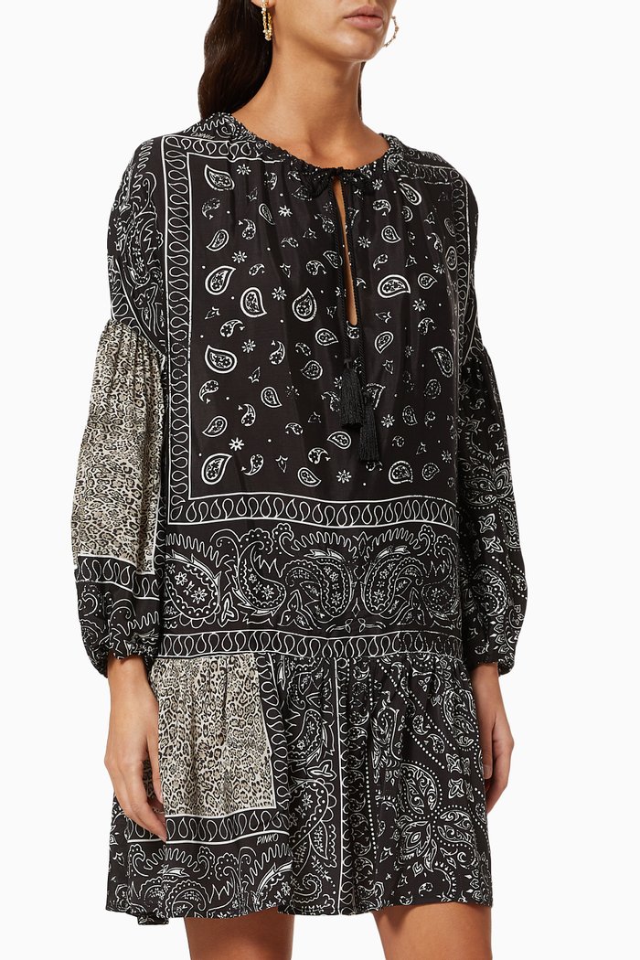 

Barmario Bandana-print Tunic Dress, Black