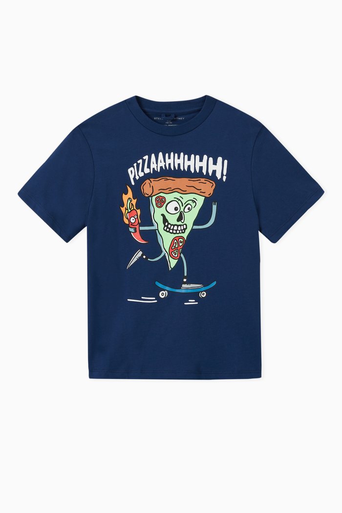 

Pizza Skater Oversized T-shirt in Organic Cotton, Blue