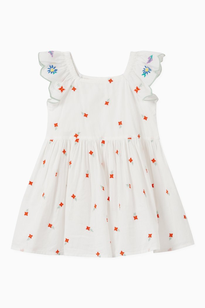 

Flowers Dress with Bloomers in Organic Cotton, White