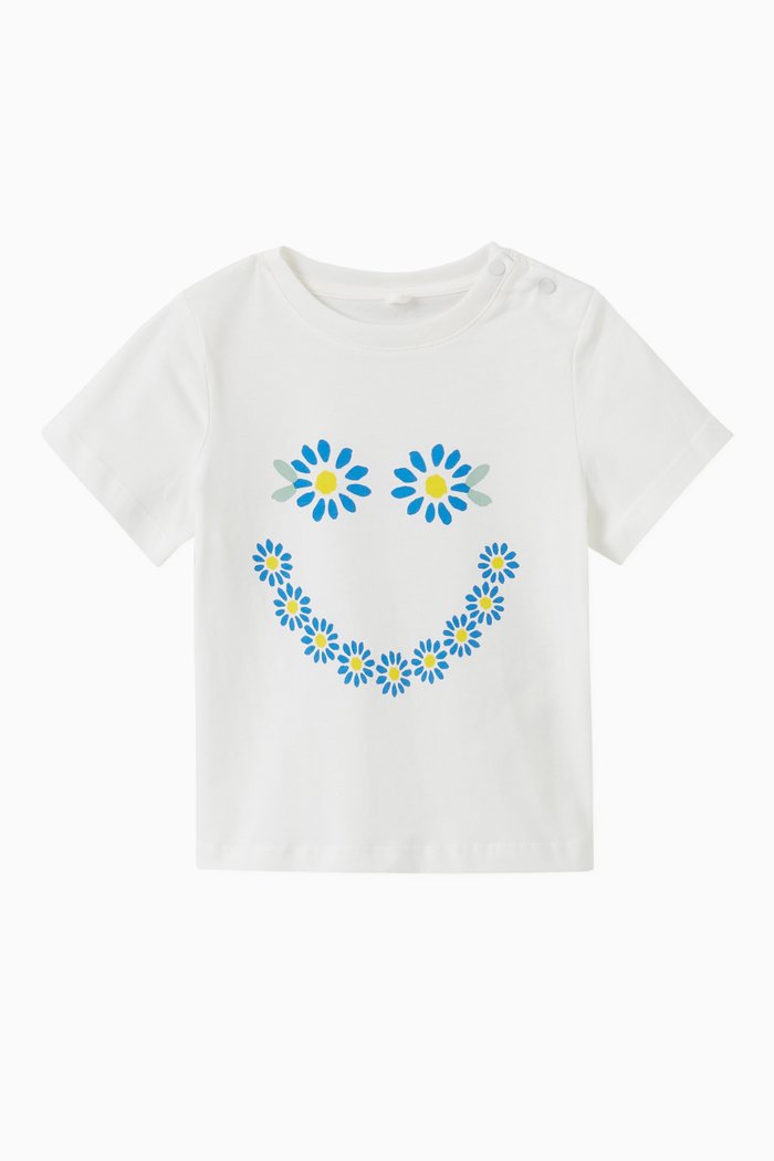 

Smile Daisies T-shirt in Organic Cotton, White