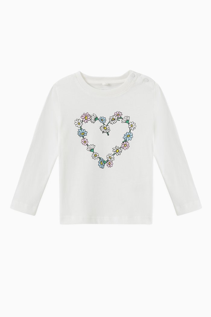 

Daisy Heart T-shirt in Organic Cotton, White