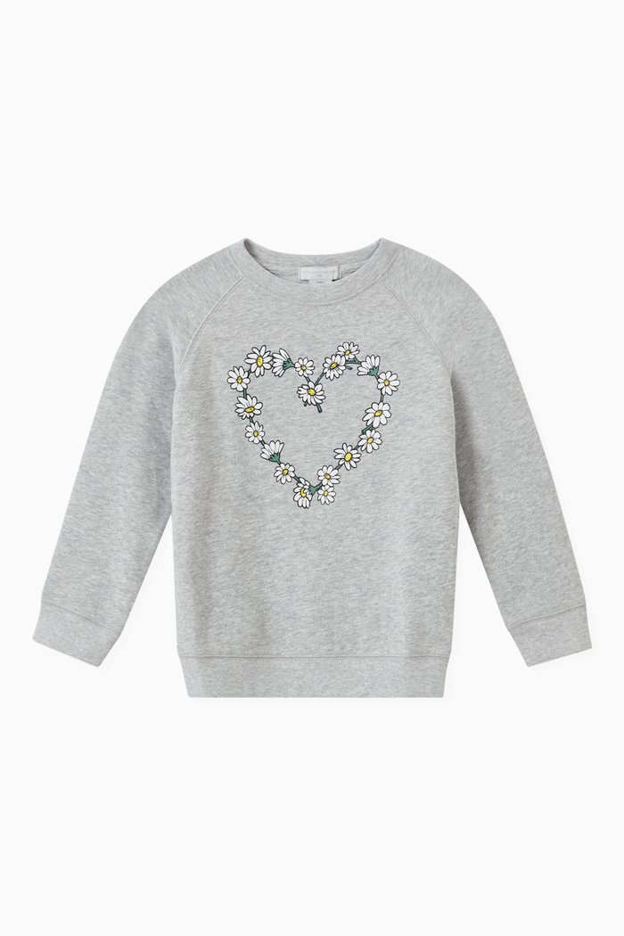 

Daisy Heart Sweatshirt in Organic Cotton Fleece, Grey