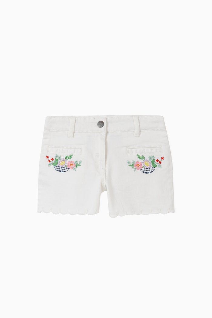 

Flowers Shorts in Organic Cotton Denim, White