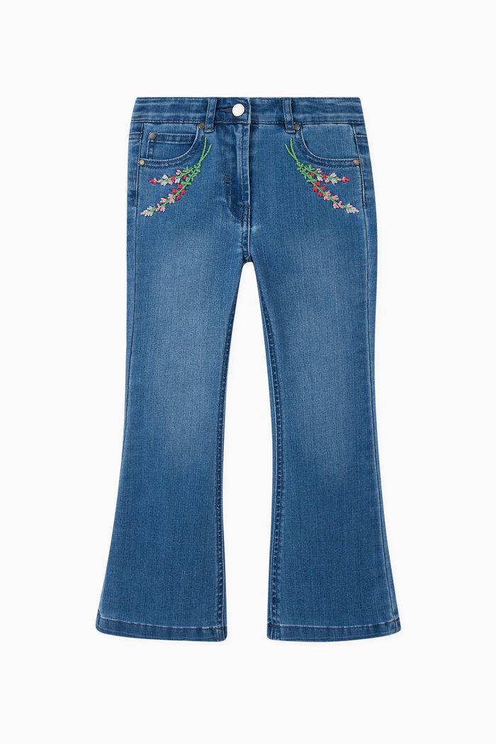 

Flowers Pants in Organic Cotton Blend Denim, Blue