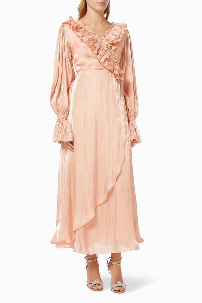 Frill Wrap Dress, Neutral