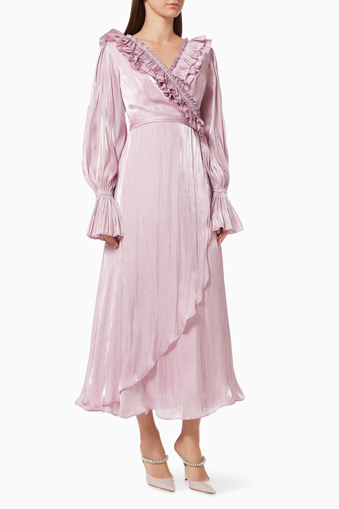 

Frill Wrap Dress, Purple