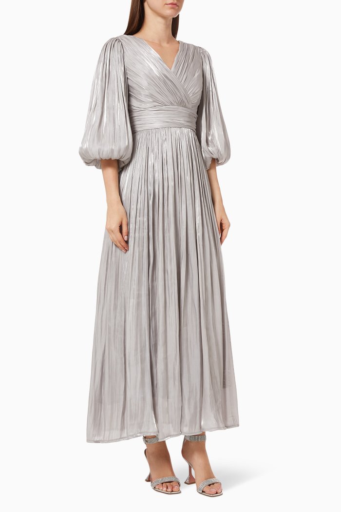 

Draped Satin Dress, Grey