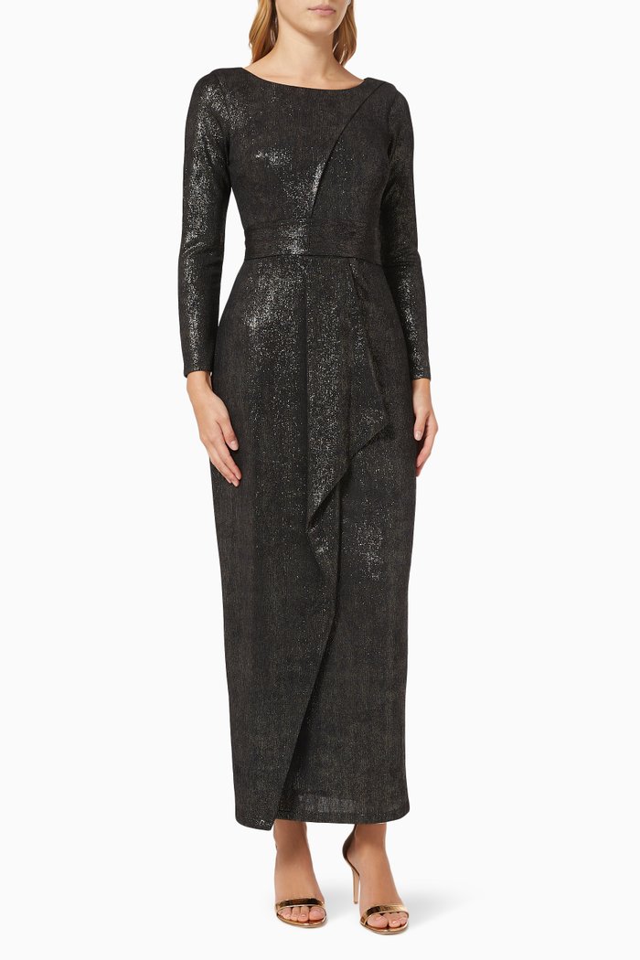 Shimmer Frill Dress, Black