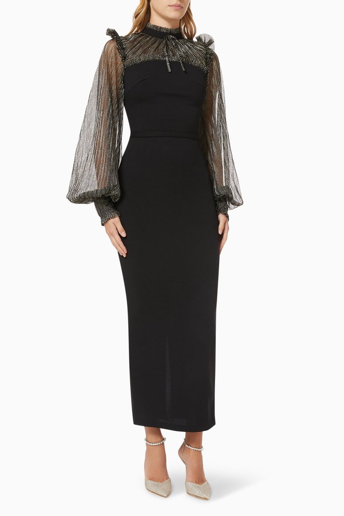 

Metallic Polka Dot Dress, Black