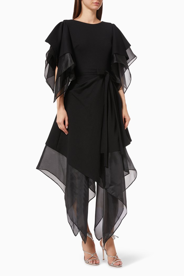 

Asymmetric Layered Dress, Black